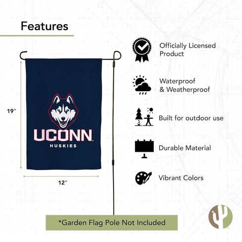 لافتة علم حديقة صبار الصحراء بجامعة كونيتيكت UConn Huskies 100% بوليستر (تصميم D) in Saudi Arabia