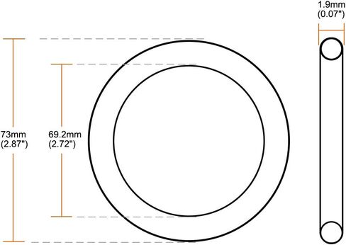 uxcell Fluorine Rubber O-Rings, 73mm OD 69.2mm ID 1.9mm Width FKM Seal Gasket for Machinery Plumbing, Green, Pack of 5 in Saudi Arabia