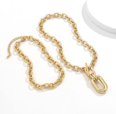 Layered Gold Necklaces Stack for Women, Chunky Choker Necklace for Women Gold Cuban Link Chain Double O Link Necklaces Cuban Statement Thick Link Collar Chain Punk Hip-hop Trendy Jewelry for Women Girls in Kuwait