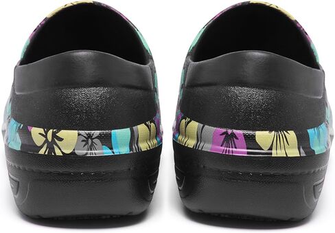 حذاء عمل نسائي من Alcubieree مقاوم للانزلاق سهل الارتداء مقاوم للماء للممرضات والرعاية الصحية والبستنة والطهاة الطبي والمطبخ لطيف خفيف الوزن طباعة سوداء/أخضر مقاس 9.5 in Kuwait