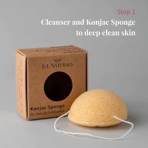 J&L Naturals Simple Skin Regimen Kit With Cleansing Bar, Face Salve, Konjac Sponge, Lip Balm | For Oily, Dry, Mature, and Combination Skin | Zero Waste (Balance (oily, combination skin), Simple) in Saudi Arabia