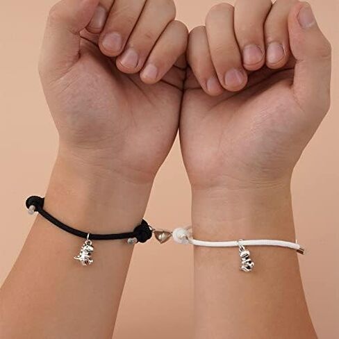 2 قطع الحب القلب اليدوية جديلة حبل سلسلة سوار مجموعة قابل للتعديل زوجين مطابقة ديناصور سوار للنساء الرجال فتاة صبي عاشق صديق الصداقة مجوهرات in Saudi Arabia