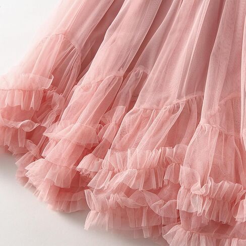 Women Elegant Tulle Long Skirt High Waits Tutu Fairy A-Line Skirt Fluffy Ruffle Hem Pleated Mesh Midi Skirt in Saudi Arabia