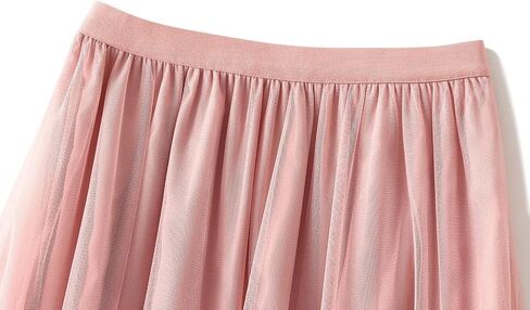 Women Elegant Tulle Long Skirt High Waits Tutu Fairy A-Line Skirt Fluffy Ruffle Hem Pleated Mesh Midi Skirt in Saudi Arabia