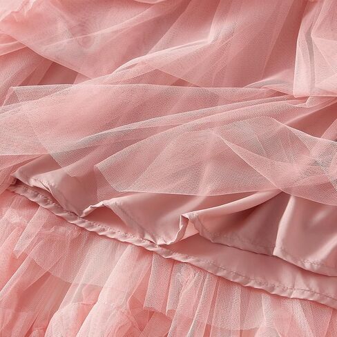 Women Elegant Tulle Long Skirt High Waits Tutu Fairy A-Line Skirt Fluffy Ruffle Hem Pleated Mesh Midi Skirt in Saudi Arabia