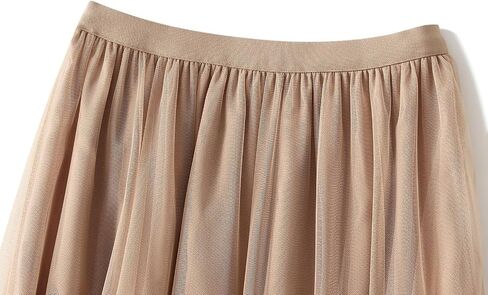 Women Elegant Tulle Long Skirt High Waits Tutu Fairy A-Line Skirt Fluffy Ruffle Hem Pleated Mesh Midi Skirt in Saudi Arabia