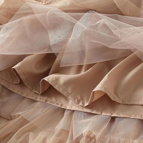 Women Elegant Tulle Long Skirt High Waits Tutu Fairy A-Line Skirt Fluffy Ruffle Hem Pleated Mesh Midi Skirt in Saudi Arabia