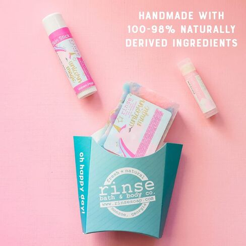Rinse Bath & Body Unicorn Soap Bar Bundle - Handmade Castile Unicorn Soap, Skin Stick & Pucker Stick | Shea & Cocoa Butter | Squalane Oil | Natural | 4.90oz in Kuwait
