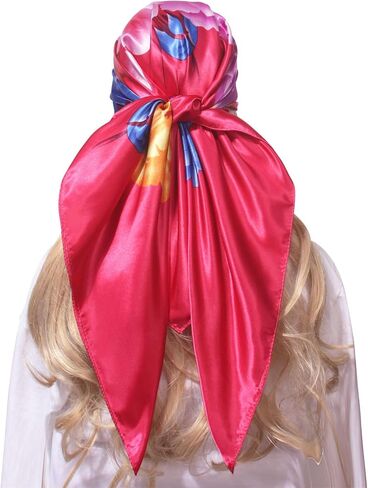 Square Scarves for Women Lightweight Large Satin Hair Scarf for Sleeping Silky Modal Hijab Bandana Neckerchief, 35"*35" in Saudi Arabia