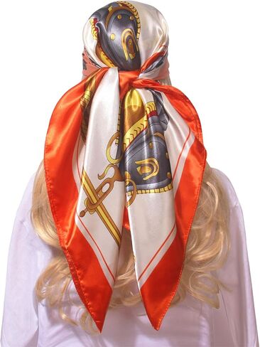 أوشحة مربعة للنساء وشاح شعر ساتان كبير وخفيف الوزن للنوم حريري منديل حجاب باندانا، 35 بوصة × 35 بوصة in Kuwait