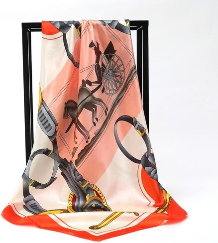 أوشحة مربعة للنساء وشاح شعر ساتان كبير وخفيف الوزن للنوم حريري منديل حجاب باندانا، 35 بوصة × 35 بوصة in Kuwait