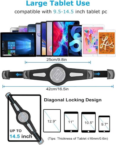 woleyi iPad Holder for Car Headrest, Car Back Seat Tablet Holder Mount for 9.5"-14.5" Tablets Between Seat Tablet Stand for Kids, Fit for iPad Pro 12.9, Air, Surface Pro, Go, Other 13" Devices in Saudi Arabia