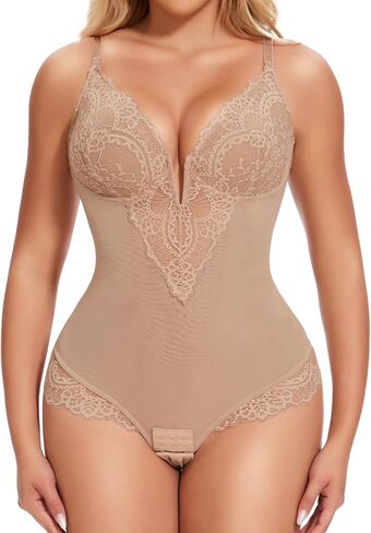 JOYSHAPER Women's Lace Shapewear Bodysuit Tummy Control Slimming Thong Lace Bodysuit in Saudi Arabia