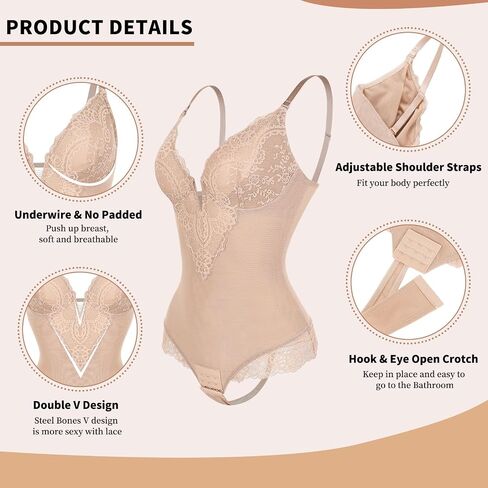 JOYSHAPER Women's Lace Shapewear Bodysuit Tummy Control Slimming Thong Lace Bodysuit in Saudi Arabia