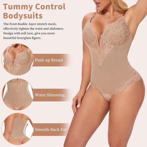 JOYSHAPER Women's Lace Shapewear Bodysuit Tummy Control Slimming Thong Lace Bodysuit in Saudi Arabia