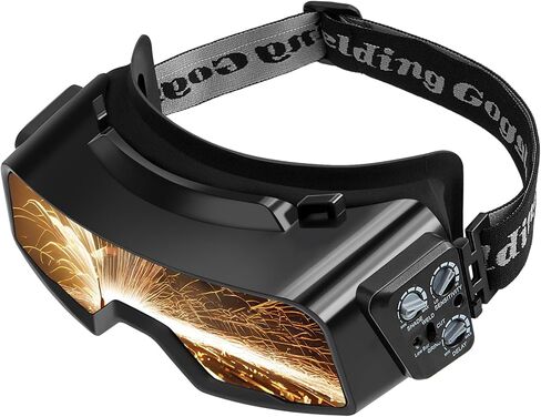 Welding Glasses Auto Darkening View Area 4.82 x 1.38 Inch Welding Goggles for Men Assemblable Adjustable Cutting Torch Glasses Welding Gear for TIG MIG ARC Cutting Grinding, Not Include Mask in Saudi Arabia