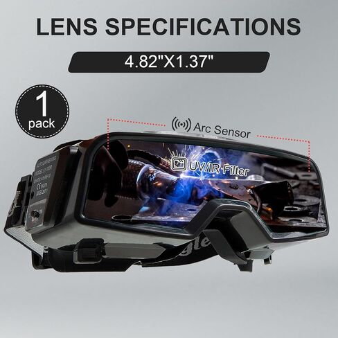 Welding Glasses Auto Darkening View Area 4.82 x 1.38 Inch Welding Goggles for Men Assemblable Adjustable Cutting Torch Glasses Welding Gear for TIG MIG ARC Cutting Grinding, Not Include Mask in Saudi Arabia