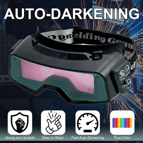 Welding Glasses Auto Darkening View Area 4.82 x 1.38 Inch Welding Goggles for Men Assemblable Adjustable Cutting Torch Glasses Welding Gear for TIG MIG ARC Cutting Grinding, Not Include Mask in Saudi Arabia