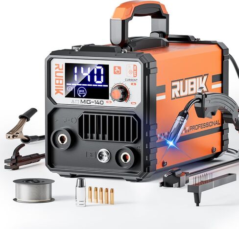 RUBIK MIG Welder, 140A Welding Machine, 110V MIG/LIFT TIG/STICK 3 in 1 Welder Machine, Flux Core Welder, Portable Gasless MIG Welding Machine, Digital Display IGBT Inverter Welder with Welding Wire in Saudi Arabia