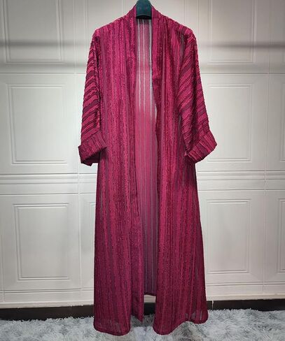 MedeShe Fashion مسلم كيمونو عباية كاردي رداء مخطط سترة عرقية قفطان الشرق الأوسط مع جيوب in Saudi Arabia