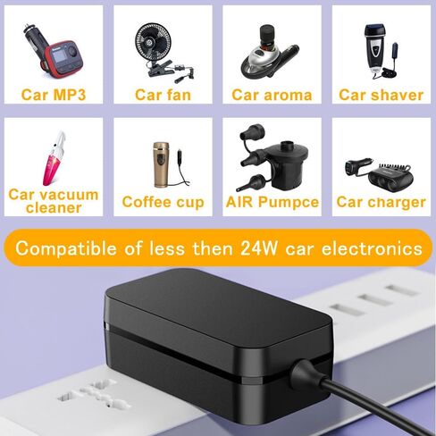 AC to DC Converter 2A Car Cigarette Lighter Socket, SANSUN 120V to 12V Supply Adapter Transformer for Electric Air Pump, Car Fan and Other Devices Under 24W (1 PACK) in Saudi Arabia