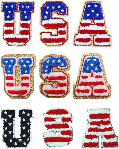 9 قطعة 3 مجموعات USA العلم الشنيل بقع المطرزة التصحيح خياطة على/الحديد على رقعة إصلاح الإطارات زين للملابس فستان قبعة الجينز DIY بها بنفسك الملحقات in Kuwait