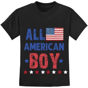 Little Hand Big Boys 4th of July T-Shirt Red White & Blue USA Tees Stars Striped Shirts Kids American Flag Clothes 4-11 Years