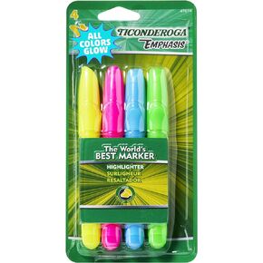 Ticonderoga Emphasis Chisel Tip Highlighters 4/Pkg-Assorted Colors