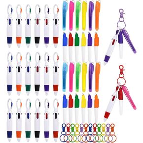 Whaline 120Pcs Colorful Mini Highlighter Nurse Pen Set Permanent Marker Pens Retractable Shuttle Pen Nursing Keychain Highlighter Pen Pack for Nurses Students Teachers Office Workers