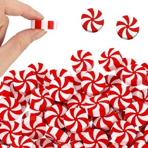 100 Pcs Candy Erasers Christmas Large Erasers for School Kids White and Red Candy Shape Erasers Bulk for Student Prizes Party School Rewards Office Gift