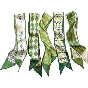 5 Pack Purse Scarf for Bags Silk Head Scarf for Hair Handbag Women Scarfs Band Hair Neck Scarves Fashion Gifts,02