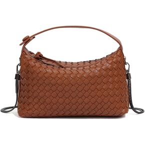 YP Women Woven Crossbody Evening Small Handbag Braided Shoulder Bag Weave Purse with Chain Messenger Bag