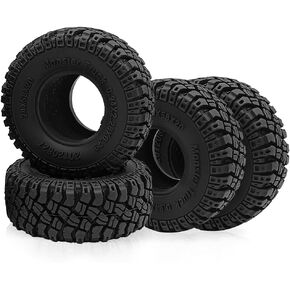 4Pcs 1.0 Tires Mud Terrain Soft Rubber Tires 58mm for 1/18 Tra-xxa Trx4m 1/24 Axial SCX24 RC Crawler Car,A