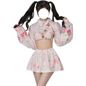 Sexy Anime Cosplay Costume Women Lolita Kawaii Milk Cow Role Playing Lingerie Skirt Naughty Maid Outfit