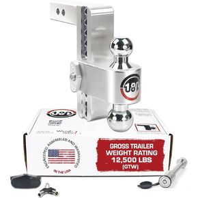 Weigh Safe Adjustable Trailer Hitch Ball Mount, 6" Adjustable Drop Hitch for 2.5" Receiver w/ 2 pc Keyed Alike Lock Set, Heavy Duty Aluminum Trailer Tow Hitch w/Chrome Plated Tow Balls, 18,500 GTW