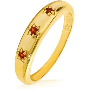 YoTreasure Garnet 14k Gold Plated Over 925 Silver Jewelry Wedding Band Ring