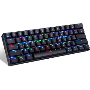 MOTOSPEED 60% Mechanical Keyboard Portable 61 Keys RGB LED Backlit Type-C USB Wired Office/Gaming Keyboard for Mac, Android, Windows（Blue Switch）