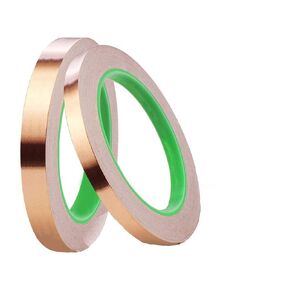 شريط من رقائق النحاس مع ورقة لاصقة موصلة، (0.24/0.5 بوصة) مزدوج الجوانب للحماية الكهرومغناطيسية من الزجاج الملون للحرف اليدوية، والدوائر الورقية، والإصلاحات الكهربائية، والتأريض (21.9 ياردة) in Kuwait