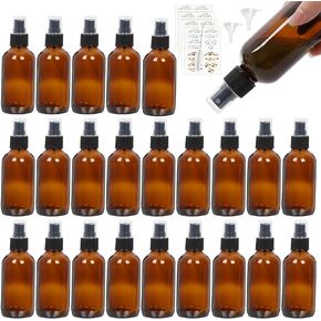 STARSIDE 24 Pack 1oz Amber Glass Spray Bottles with Fine Mist Sprayer,30 ml Glass Travel Bottles for Cosmetic Essential Oils Cleaning Solutions Perfumes & Liquids