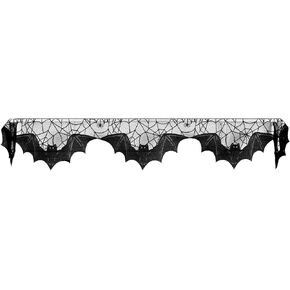 Heritage Lace Halloween Bats Mantle Scarf , 20" x 80", Black Lace, Made in the USA