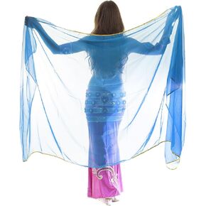 BellyLady Stunning Handmade Chiffon Belly Dance Veil, For Practice-Lakeblue