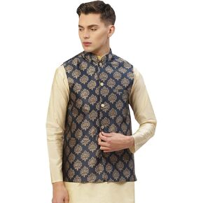 Maple Clothing Men's Jacquard Nehru Jacket Indian Waistcoat Traditional Vest in Kuwait