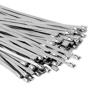 Extra Long 60 Inch Metal Zip Ties - 20PCS, Premium Heavy Duty Stainless Steel Cable Wire Ties Multi Purpose Self-locking Cable Ties used for vehicles, machinery, outdoor, etc