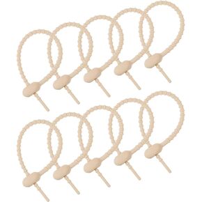MECCANIXITY 20 Pack Silicone Cable Ties 7 Inch Reusable Zip Ties Silicone Twist Ties for Home Office Kitchen Organizer Food Bag Cord Key Management Beige