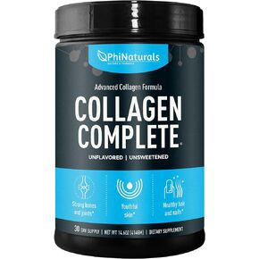 Collagen Complete AntiAging Protein Blend – 8 Collagen Boosters Plus Hydrolyzed Peptides Powder Supplement [Unflavored] – Anti-Aging Booster for Skin, Hair, Nails, Bones & Joints with Hyaluronic Acid
