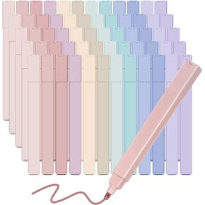 PerKoop 60 Pcs Pastel Highlighters Aesthetic Cute Bible Highlighters And Pens No Bleed Assorted Chisel Tip Colorful Marker Pen Set For Journal Bible Planner Notes School Supplies, 12 Colors