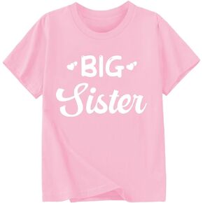 Biggest/Bigger/Big Sister Shirt for Toddler Girls Cotton Short Sleeve Tshirts Announcement Outfits 2-10 Years