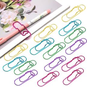 15 pcs Multifunctional Pen Clips Paperclip Pen Holders for Notebooks and Papers,Large Size Office School Supplies(Colorful)