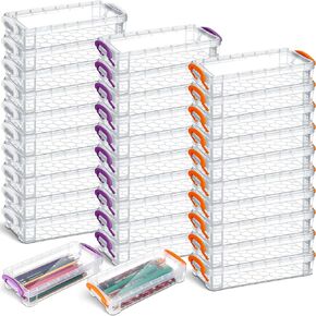 Cholemy 30 Pcs Large Capacity Plastic Pencil Box Bulk Transparent Pencil Case Crayon Box with Snap Tight Lid Stackable Clear Organizer Containers for Pen Erasers Stationery Toys School Supplies
