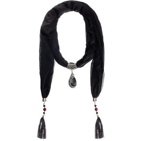 Vintage Polyester Scarf Alloy Resin Gem Pendant Women's Necklace Jewelry Scarves(sc0021)